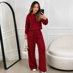 Conjunto Feminino Canelado em Tricot (Blusa + Calça) | PROMOÇÃO DE INVERNO