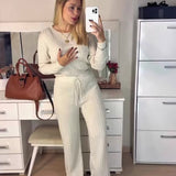 Conjunto Feminino em Tricot Modelo Canelado Conjunto em Malha Conjunto de calça Exclusiva
