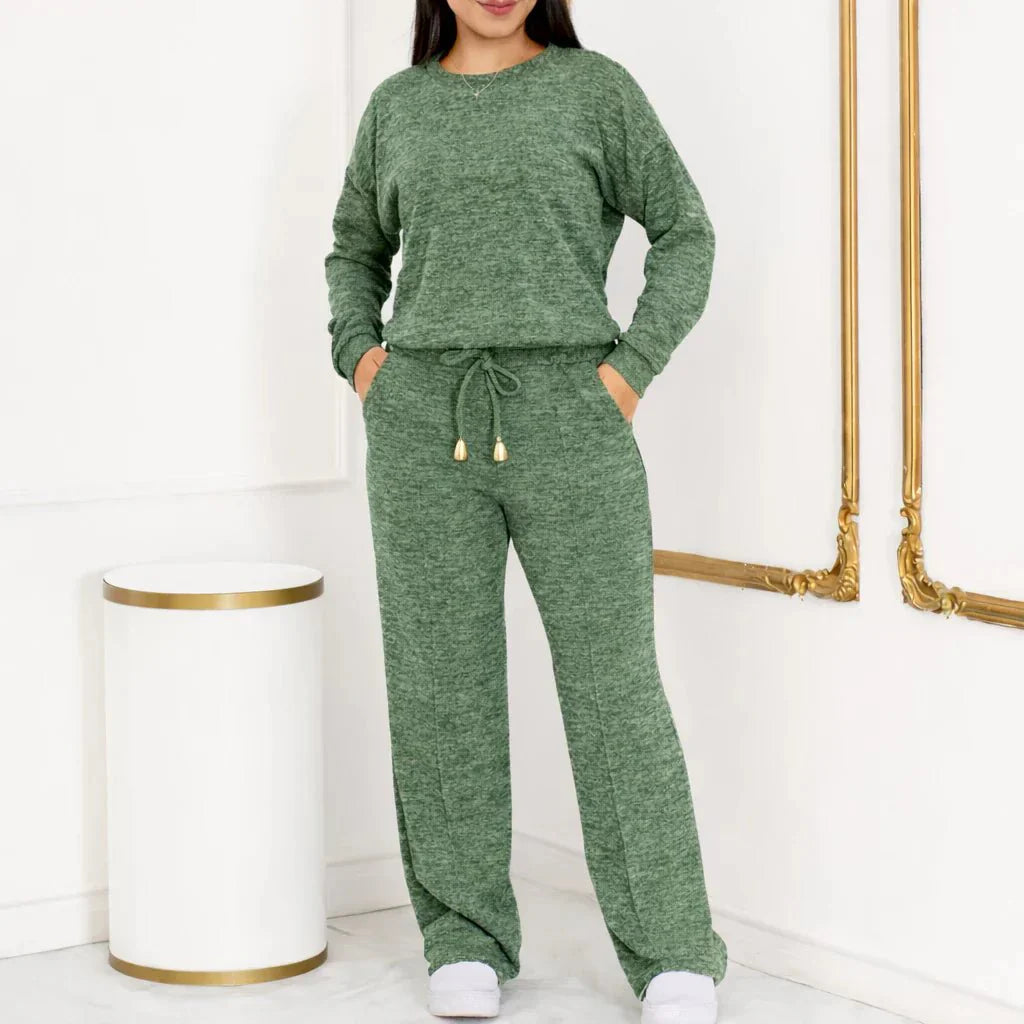 Conjunto Feminino Longo em Tricot (Blusa + Calça) | PROMOÇÃO OUTONO/INVERNO
