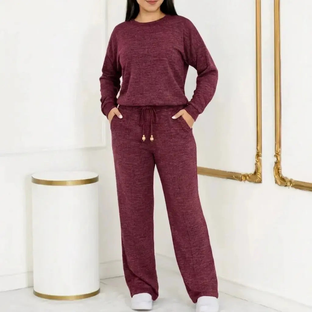 Conjunto Feminino Longo em Tricot (Blusa + Calça) | PROMOÇÃO OUTONO/INVERNO