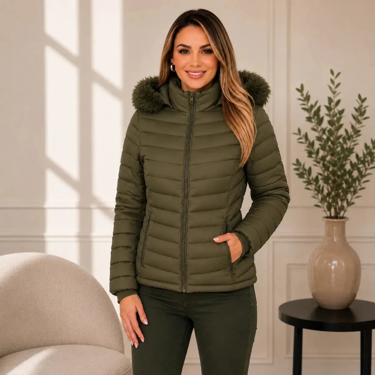 Jaqueta Puffer Peluciada Feminina | PROMOÇÃO DE INVERNO