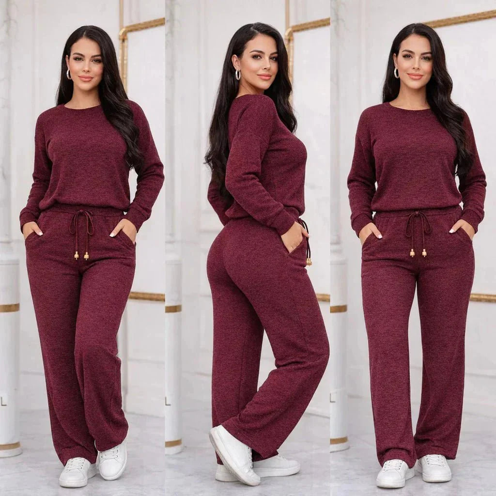 Conjunto Feminino Longo em Tricot (Blusa + Calça) | PROMOÇÃO DE INVERNO